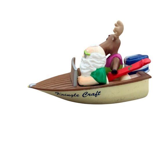 Santa & Reindeer Yacht Ornament Kringle Craft Boat Clip-On Decor - Picture 2 of 7